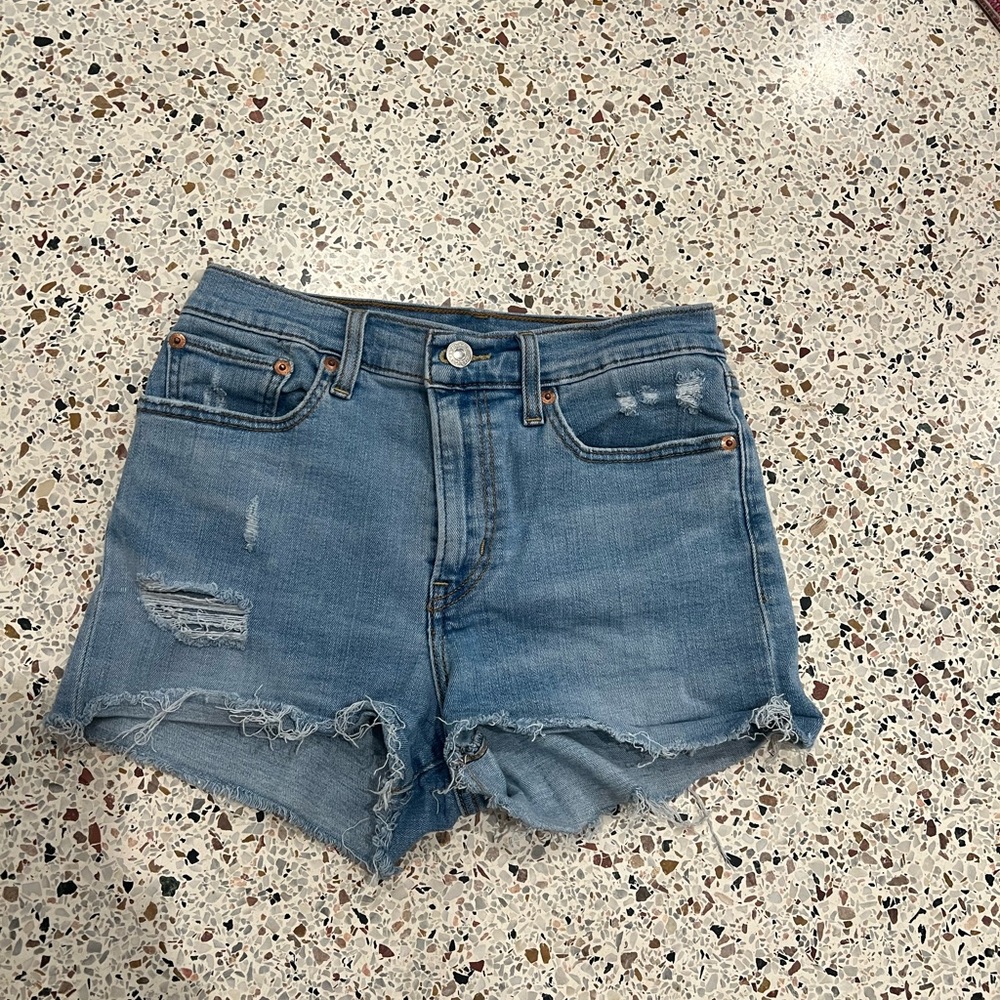 Levi's Light Blue Distressed Jean Shorts